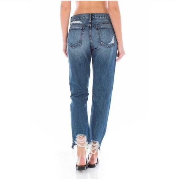 Fidelity Denim Slash Boyfriend Rip & Repair Crop Jeans 28 - Picture 2 of 9